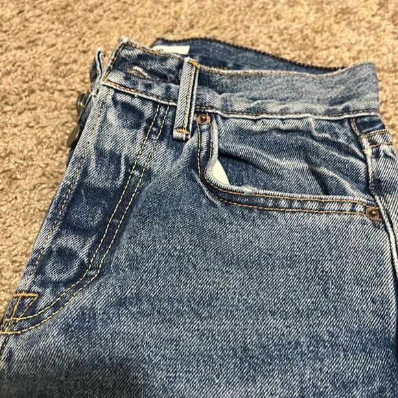 GRLFRND 24 Karolina High Rise Straight Leg Crop Jeans Frayed Hem Button Fly - Picture 3 of 13